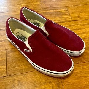 Size 9 Women’s Maroon Slip on Vans